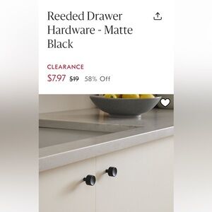 NIB: (6) West Elm Reeded Drawer or Cabinet Hardware - Matte Black Knobs